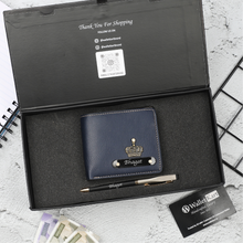 Load image into Gallery viewer, Personalized  Leather Name Wallet and Pen For Men
