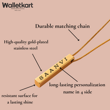 Load image into Gallery viewer, Customized Name 3D Vertical Cuboid Metal Bar Pendant for Boys and Girls
