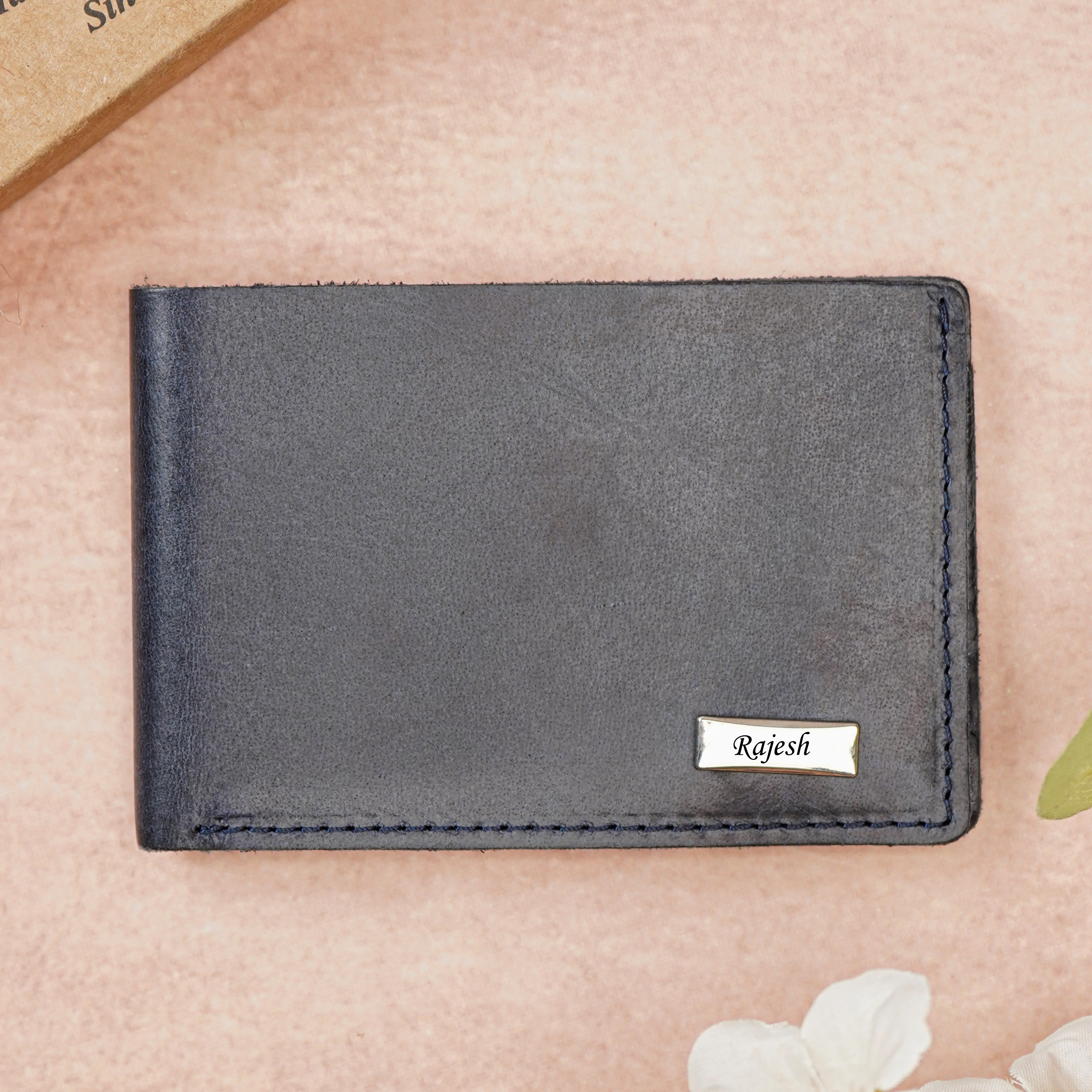 Premium Handmade Genuine Leather Men's Wallet with Name Engarved on metal Plate (STYLE ID #29)
