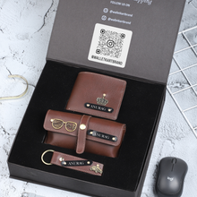 Load image into Gallery viewer, Personalized Leather Name Wallet Eyewear Case and Keychain For Men
