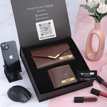 Load image into Gallery viewer, Personalised Men&#39;s Wallet &amp; Female&#39;s Clutch Combo For Couple

