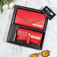 Load image into Gallery viewer, Personalized Ladies Leather Clutch and Eyewear with Name &amp; Charm
