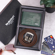 Load image into Gallery viewer, Genuine Crunch Leather Men's Wallet &amp; Belt Combo, Premium Slim Bifold Wallet with Cash Pocket, Card Slots &amp; Matching Leather Belt (STYLE ID #29)
