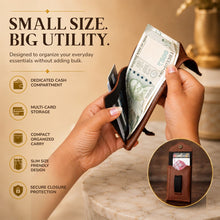 Load image into Gallery viewer, Slim Card Holder Wallet for Men &amp; Women | Pull Tab Card Wallet with Cash Pocket | Compact Front Pocket Wallet | Minimalist Card Organizer  (STYLE ID #43)
