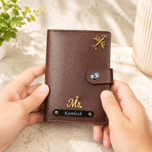 Load image into Gallery viewer, Personalized Passport Holder for Men &amp; Women with Custom Name &amp; Charm | Travel Wallet with Card Slots, ID Window &amp; Cash Pocket | Secure Snap Closure | Passport Cover
