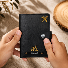 Load image into Gallery viewer, Personalized Passport Holder for Men &amp; Women with Custom Name &amp; Charm | Travel Wallet with Card Slots, ID Window &amp; Cash Pocket | Secure Snap Closure | Passport Cover
