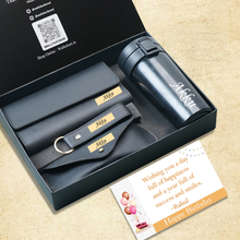 Load image into Gallery viewer, Personalised Birthday Gift Set for Women | Clutch, Coffee Travel Mug, Eyewear Case &amp; Keychain Combo
