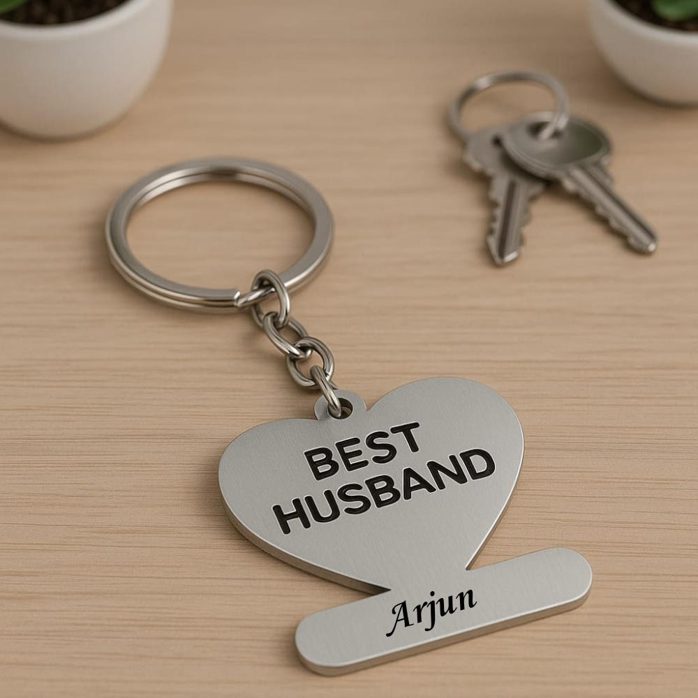 Personalized Best Husband Metal Keychain with Name of Your Husband