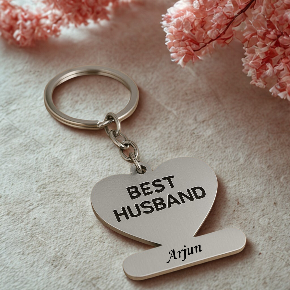 Personalized Best Husband Metal Keychain with Name of Your Husband