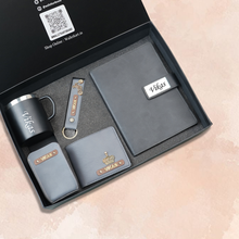Load image into Gallery viewer, Customised Office Essentials Gift Set – Wallet, Diary, Coffee Mug, Keychain &amp; Pen Holder with Name &amp; Charm
