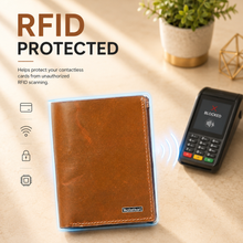 Load image into Gallery viewer, VALENTE Men's Genuine Leather RFID Blocking Bi-Fold Wallet – 6 Pop-Up Cards, 3 Card Slots, 1 ID Window, Magnetic Closure (STYLE ID#44)
