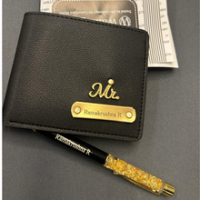 Load image into Gallery viewer, Personalised Men&#39;s Wallet, Pen, Diary &amp; Temperature Bottle  (Black Color Combo)
