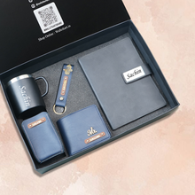 Load image into Gallery viewer, Customised Office Essentials Gift Set – Wallet, Diary, Coffee Mug, Keychain &amp; Pen Holder with Name &amp; Charm
