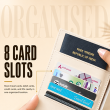 Load image into Gallery viewer, Family Passport Organizer Holder for 3 Passports | Travel Document Wallet with 8 Card Slots, Cash Pocket, Boarding Pass Holder &amp; Secure Snap Closure | Passport Cover for Men &amp; Women (STYLE ID#49)
