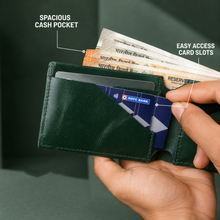 Load image into Gallery viewer, Personalised Handmade Genuine Leather Bifold Wallet for Men | 4 Card Slots + Cash Slot (STYLE ID #29)
