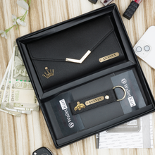 Load image into Gallery viewer, Personalised Women&#39;s Clutch &amp; Keychain Combo With Name &amp; Charm
