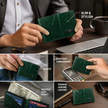 Load image into Gallery viewer, Personalised Handmade Genuine Leather Bifold Wallet for Men | 4 Card Slots + Cash Slot (STYLE ID #29)
