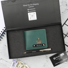 Load image into Gallery viewer, Personalized  Leather Name Wallet and Pen For Men
