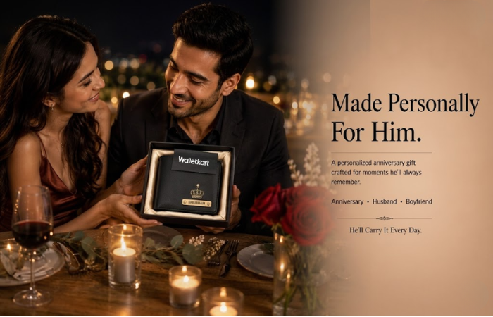Personalised Men's Wallet with Name & Charm