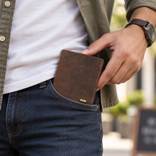 Load image into Gallery viewer, Hunter Genuine Leather Vertical Wallet for Men | Tall Wallet with 6 Card Slots &amp; Cash Compartmentt (STYLE ID #25)
