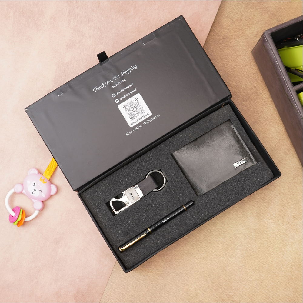 Premium Handcrafted Wallet, Pen & Keychain Combo | Personalized Gift Set for Loved Ones (Style ID #23)