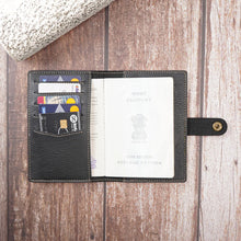 Load image into Gallery viewer, Customized Couple Travel Passport Covers with magnetic lock &amp; Personlised Name &amp; Charm on  leather strip
