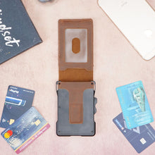 Load image into Gallery viewer, Walletkart RFID Blocking Leather Metal Wallet for Men | Slim Pop-Up Card Holder with Money Clip &amp; ID Window | Vintage Brown (STYLE ID#40)
