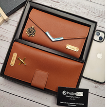 Load image into Gallery viewer, Personalized Leather Name Clutch &amp; Travel Wallet Combo for Women
