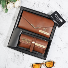 Load image into Gallery viewer, Personalized Ladies Leather Clutch and Eyewear with Name &amp; Charm
