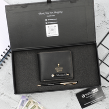 Load image into Gallery viewer, Personalized  Leather Name Wallet and Pen For Men
