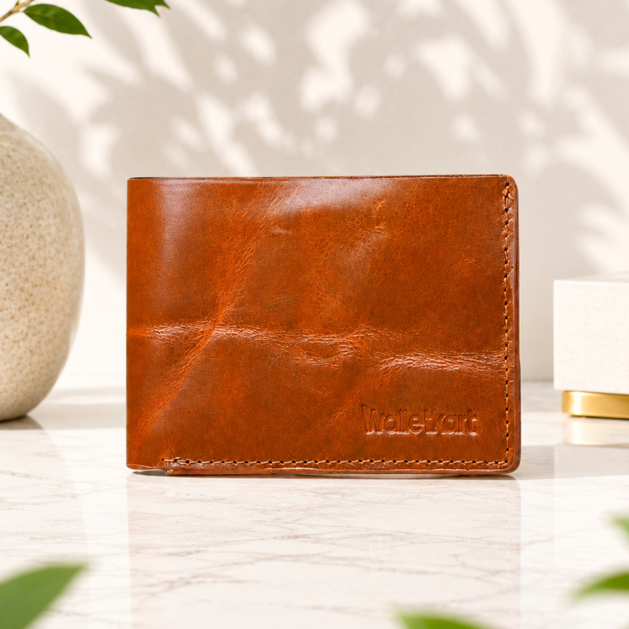 Genuine Oil Crunch Leather Wallet for Men | Premium Slim Bifold Wallet with Cash Pocket & Card Slots  (STYLE ID #35)