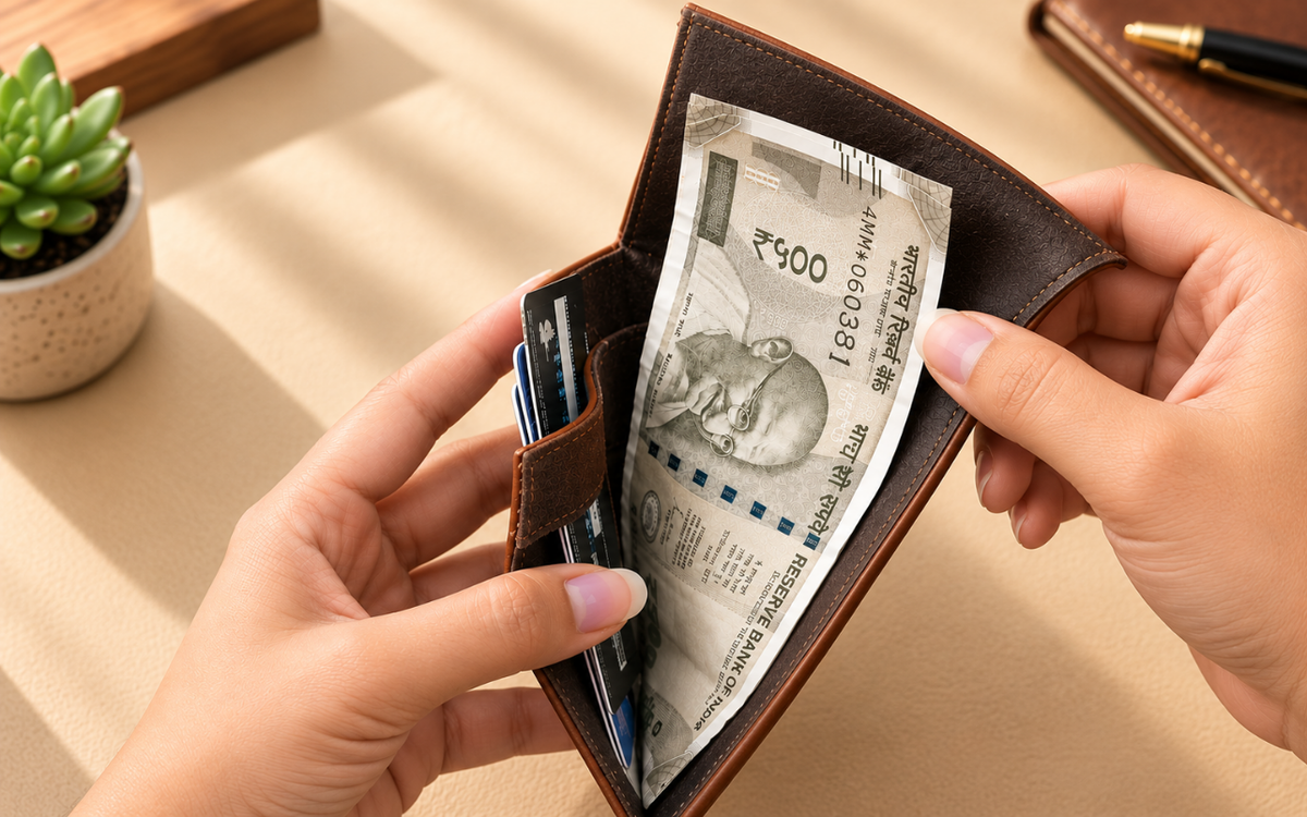 CARDS & CASH, NEATLY ORGANIZED.