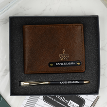 Load image into Gallery viewer, Personalised Men&#39;s Wallet &amp; Pen with Name &amp; Charm
