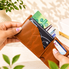 Load image into Gallery viewer, Oil Crunch Men's Genuine Leather Bi-Fold Wallet – 4 Card Slots, 1 Cash Compartment, Ultra-Slim Wallet (STYLE ID #29)
