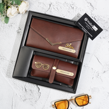 Load image into Gallery viewer, Personalized Ladies Leather Clutch and Eyewear with Name &amp; Charm
