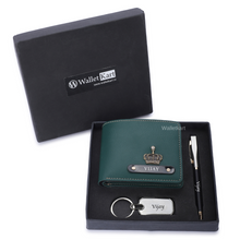 Load image into Gallery viewer, Personalized Leather Name Wallet Pen And Metal Keychain For Men
