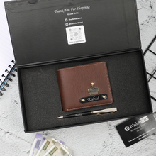 Load image into Gallery viewer, Personalized  Leather Name Wallet and Pen For Men
