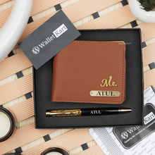 Load image into Gallery viewer, Personalized Men&#39;s Wallet &amp; Pen with Name &amp; Charm
