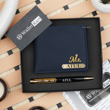 Load image into Gallery viewer, Personalized Men&#39;s Wallet &amp; Pen with Name &amp; Charm
