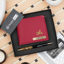 Load image into Gallery viewer, Personalized Men&#39;s Wallet &amp; Pen with Name &amp; Charm
