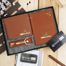 Load image into Gallery viewer, Personalized Men&#39;s Wallet, Keychain &amp; Passport Cover with Name &amp; Charm
