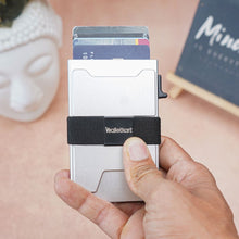 Load image into Gallery viewer, Walletkart RFID Blocking Metal Card Holder Wallet for Men | Slim Pop-Up Card Wallet with Cash Strap | Silver (STYLE ID #39)
