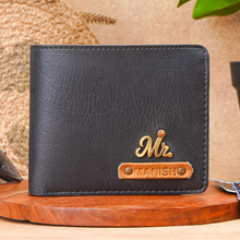 Load image into Gallery viewer, Personalised Leather Name Men's Wallet with Charm
