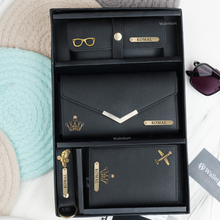 Load image into Gallery viewer, Personalised Leather Name Women&#39;s Clutch, Keychain, Passport Cover &amp; Eyewear Case
