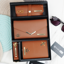 Load image into Gallery viewer, Personalised Leather Name Women&#39;s Clutch, Keychain, Passport Cover &amp; Eyewear Case
