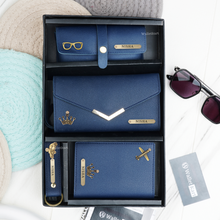 Load image into Gallery viewer, Personalised Leather Name Women&#39;s Clutch, Keychain, Passport Cover &amp; Eyewear Case
