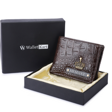 Load image into Gallery viewer, Personalized Men&#39;s Crocodile Leather Name Wallet
