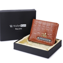 Load image into Gallery viewer, Personalized Men&#39;s Crocodile Leather Name Wallet
