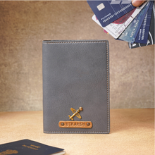 Load image into Gallery viewer, Elegant Personalized Passport Case with Name on leather strip with hand embossed
