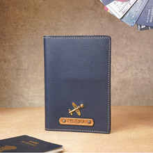 Load image into Gallery viewer, Elegant Personalized Passport Case with Name on leather strip with hand embossed
